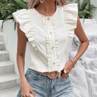 Camisa sencilla de verano con blusa dulce y volantes para mujer, camisa de manga corta - details 5