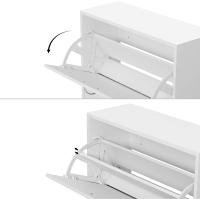 Zapatero con 2 puertas abatibles, 3 niveles, zapatero con cajón, 63 x 29 x 91,5 cm - details 3