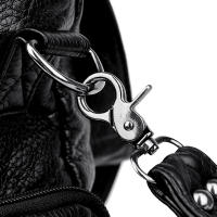 Mochila de piel sintética con decoración de remaches, bolso de hombro multifuncional con cremallera para viajes y compras - details 6