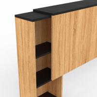 Cabecero extensible con mesita de noche deslizante para cama de 140 y 160 cm, madera y negro - details 4