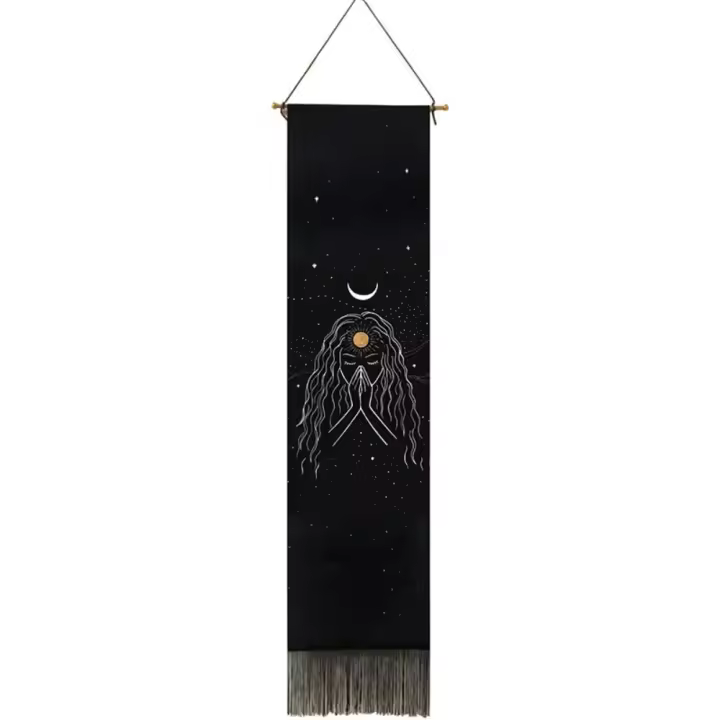 Tapiz de pared de chakras colorido, colgante de pared para meditación y Yoga, decoración del hogar para dormitorio, decoración artística de pared negra con energía espiritual - 1