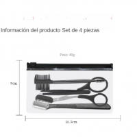 Juego de 5 herramientas para recortar las cejas, cepillo, peineta, tijeras, pinza, recortadora, afeitadora de cejas - details 7