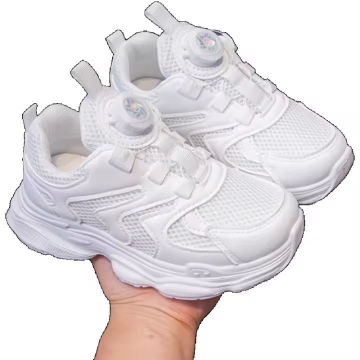 Verano 2025 nuevo a través de la red zapatos deportivos sandalias de niños niños y niñas zapatos de papá botón giratorio zapatos blancos marea - 1