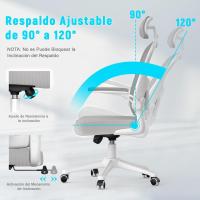 Silla de Oficina Ergonómica Ajustable Respirable, Ajustable, Giratoria de 360°, Reposabrazos Abatibles de 90°, Soporte Lumbar - details 4