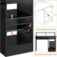 Mesa de Escritorio Blanca Espacio de Almacenamiento con Soporte de Monitor Ideal para Oficina - details 12
