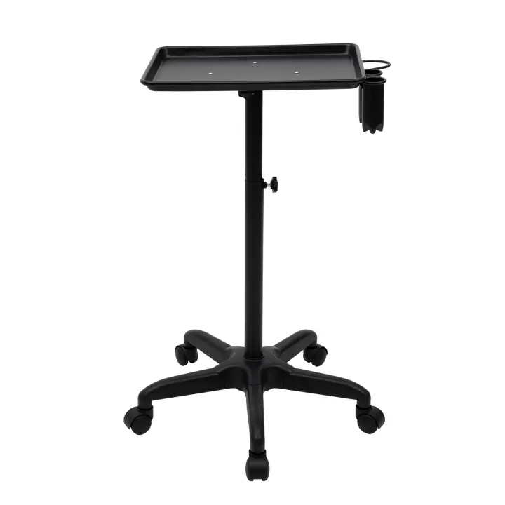 Carro plegable para salón, carro rodante con bandeja de aluminio para instrumentos de salón, tatuaje, altura ajustable, color negro - 1