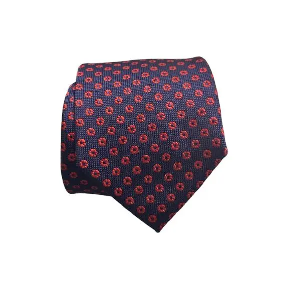 Corbata azul marino con flores rojas - 1