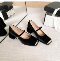 Zapatos Mary Jane franceses de punta cuadrada, individuales, boca ligera, tacón grueso, para mujer, combinación de colores. - details 31