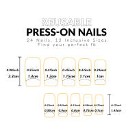 ARTAUG 24PCS Uñas Postizas De Presión Cuadradas Medianas Y Brillo Negro Con Polvo Uñas De Color Caramelo Para Verano Adornos Para Uñas - details 1