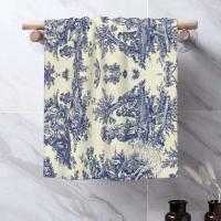 Toile De Jouy Toalla Algodón Francés Azul Marino Baño Ducha Deportes Yoga Toallas - details 5