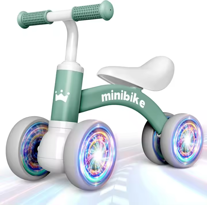 Bicicleta sin Pedales con Cuatro Ruedas Luminosas - Juguete Bebé 12-24 Meses, Correpasillos Seguro para Niños/Niñas - Regalo Cumpleaños Navidad (Primera Bicicleta Infantil) - 1