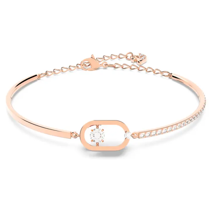 Pulsera ovalada Chapada en Rose Gold, brazalete de Plata with Piedra CZ Redonda transparent, Gift de joyería ajustable para mujer de 15-19cm ufeff - 1