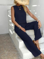 Conjunto de pantalones informales sin mangas para mujer, camiseta sin mangas, moda de verano 2025, nuevo estilo - details 12