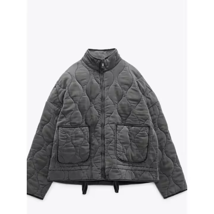 Chaqueta de Algodón recortada para Mujeres, Color Sólido, Moda Casual, Cien, Bolsillo, Abrigo - 1