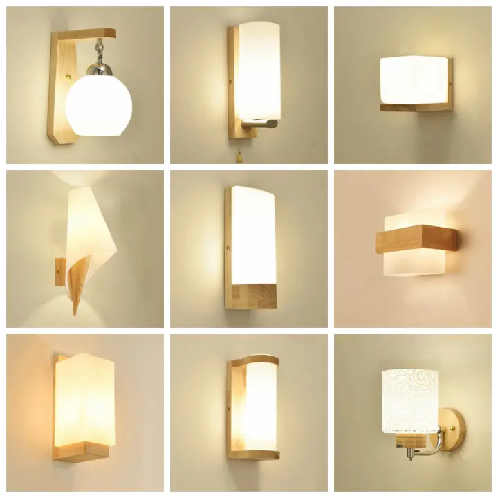 Lámpara De Pared De Madera Con Diseño Japonés Led Para Decoración Artística Del Hogar, Luz Nocturna Minimalista Para Dormitorio - 1