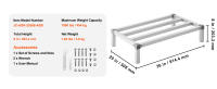 SucceBuy Estante de aluminio para estiba, estante de piso comercial para alimentos de 24" x 14", 8" fuera del piso, estante de almacenamiento de aluminio ajustable con capacidad de 1000 libras, para restaurantes, cocinas, garajes y vehículos - details 8