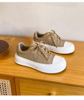 Pastel de queso nueva tendencia color coincidencia plataforma casual tablero zapatos versátil aumento de altura cabeza redonda zapatos blancos - details 25