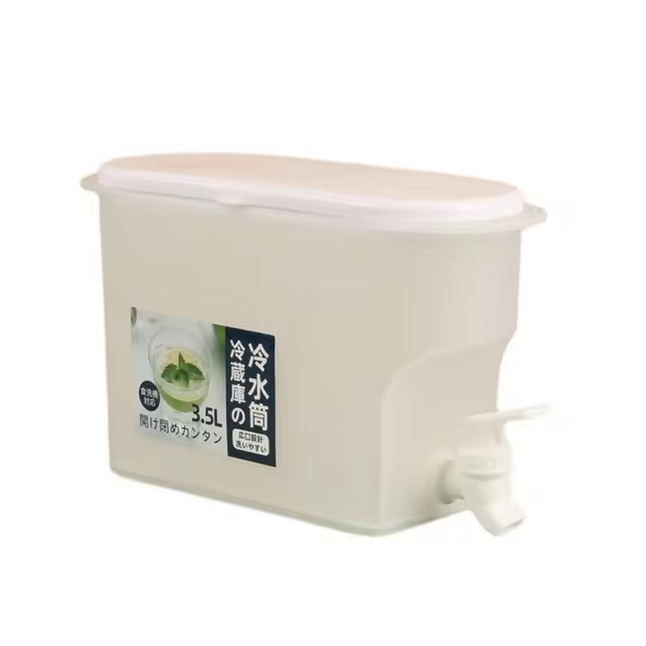 Jarra de agua fría de plástico, contenedor de agua fría con grifo, tetera de fruta, dispensador de bebidas, refrigerador de 3,5 l, nuevo - 1