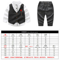 Conjunto de tres piezas de moda infantil para otoño: chaleco, traje formal para niños, cárdigan de manga larga de algodón con boutonniere. - details 12