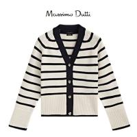 Massimo Duti Ropa de Mujer, Nueva Colección 2025 Top de Punto a Rayas Mezcladas con Cuello en V, Cárdigan Abrigo - details 0