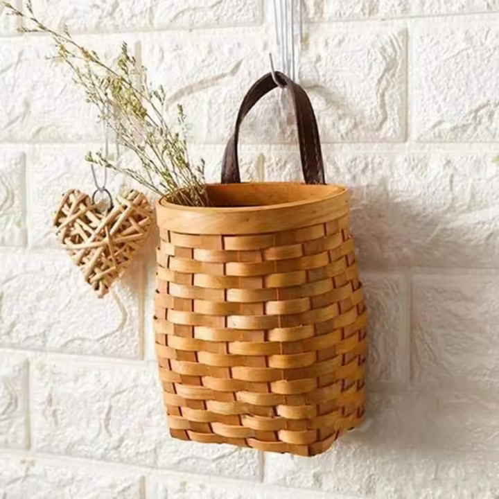 Cesta de Madera hecha a mano Cesta de almacenamiento Artesanal Cesta de almacenamiento para Flores Cesta de almacenamiento para Jardín Cesta de almacenamiento para Boda Decoración de comparación - 1