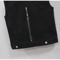 Chaqueta corta para mujer, novedad de 2023, chaleco vaquero con borlas, encaje blanco y negro con una hilera de botones, chaqueta sin mangas - details 11