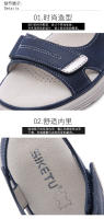 Nuevas sandalias de cuero para mujer, zapatillas deportivas con tacón inclinado, velcro ligero de gran tamaño para mujer - details 2