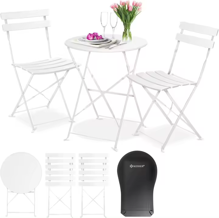Juego de Muebles de jardín de 3 Piezas con 2 sillas Plegables, Juego de Muebles de balcón, Muebles de jardín, Muebles de jardín, Muebles de jardín, Muebles de jardín, Mesa de Metal - 1