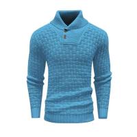 Jersey masculino a cuadros de manga larga de punto Top moda calle calidez al aire libre prendas de punto Otoño Invierno Otoño Invierno suéter con cuello redondo - details 2