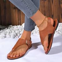 Sandalias informales con tapa para mujer, zapatos planos con punta redonda y hebilla, para uso diario, talla grande, 2024 - details 4