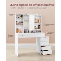 Tocador Moderno con Luces LED Ajustables Mesa de Maquillaje con Espejo Compartimentos Abiertos - details 10