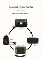 Bolso de Hombro Acolchado con Cadena Dorada Estilo Vintage Negro, Cierre Seguro, Forro de Poliéster, Accesorio Elegante, Construcción Duradera para Ocasiones Casuales y Formales - details 7