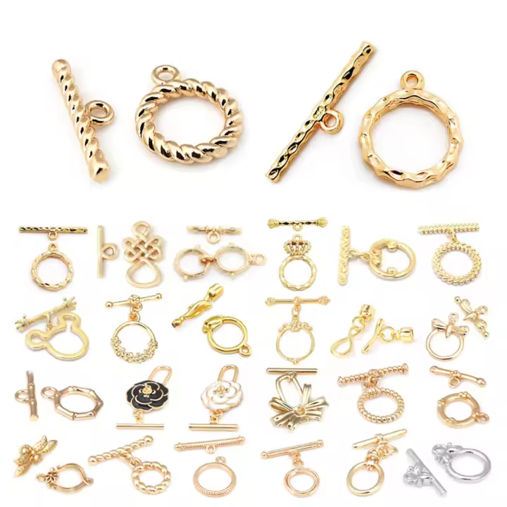 Pulsera de Tirantes Geométricos de Latón Dorado 18K Clasps para Hacer Joyería DIY - 1