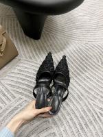 Nuevos tacones altos puntiagudos, hilo de malla para mujer, una palabra con boca ligera, cabeza de bolso estilo hada de moda, medias zapatillas. - details 34