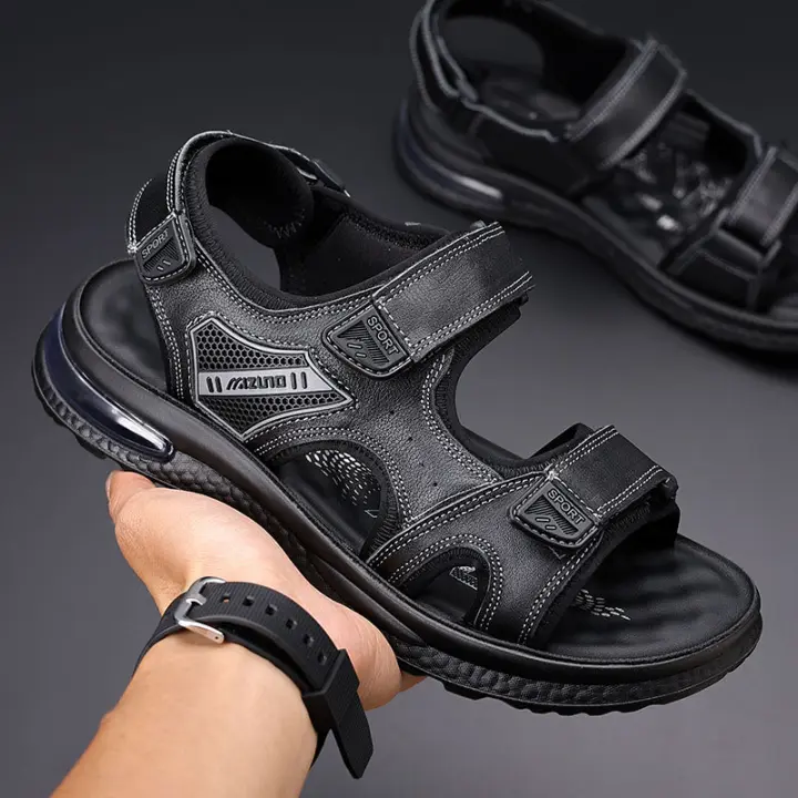 Sandalias de los hombres de los deportes de verano zapatos casuales de playa de los hombres de conducción de cuero cojín de aire antideslizante al aire libre zapatillas frescas tendencia - 1