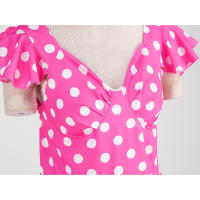 Vestido de fiesta de línea A con cuello en V y estampado de lunares de verano para mujer - details 27