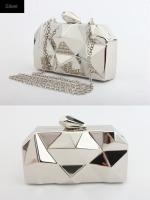 Bag Women 's Cube Metal Handbook Evening Pack Fashion swallow Chain hombro Banquet dress Pack - details 10
