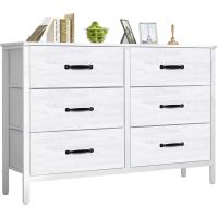 Cómoda con 6 cajones de tela, cómoda de dormitorio blanca, mueble de almacenamiento, muebles de dormitorio, cómoda para cocina, oficina, pasillo, mueble de TV con cajones - details 0