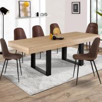 Mesa de comedor extensible rectangular para 6-10 personas, madera y negro, 160-200 cm - details 1