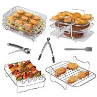 Estante Rectangular de Acero Inoxidable para Freidora de Aire, Accesorios Freidora Aire,Bandeja para Parrilla,Cesta de Airfryer Caliente, Accesorios para Ninja Dual, 3 Piezas Capas - details 0