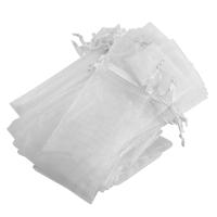 Abanico de mano plegable de Organza con cordón, bolsa blanca para fiesta, recuerdo de boda, bolsas de regalo, 50 piezas - details 0