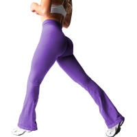Leggings de Flare Negros Suaves para Workout Pantalones de Yoga Traje Deportivo Casual para Gimnasio - details 12