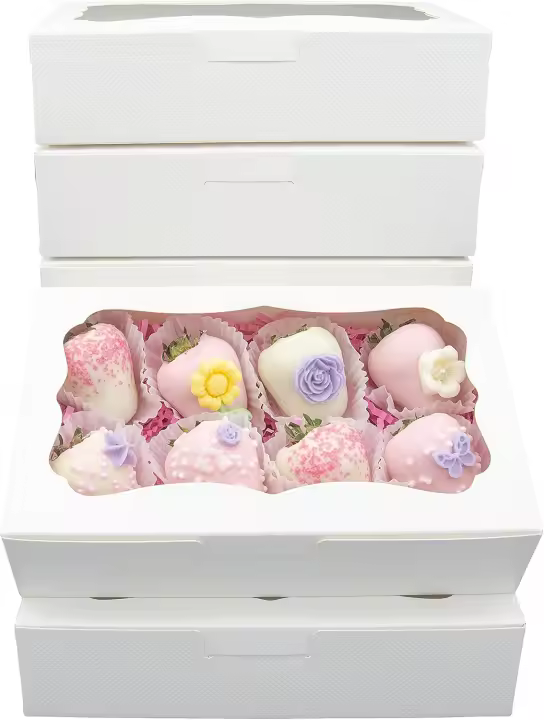 Cajas de Pastelería Blancas 20pcs 8x5x2 Pulgadas para Cookies, Pastelería, Macarons, Donuts, Muffins, Chocolates, Cupcakes y Regalos de Dulces Decoración y Iluminación - 1