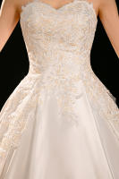 Vestido de novia de satén 2025, nuevo estilo, nupcial, pequeño, principal, francés, sin tirantes, de gama alta, hilo exterior blanco - details 5