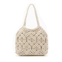 Bolso de Hombro de Playa de Algodón Tejido a Mano Bolso de Mano Blanco de Gran Capacidad para Chicas de Verano - details 0