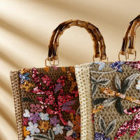Bolso bordado de lujo para mujer, nicho de moda, paja, gran capacidad - details 4