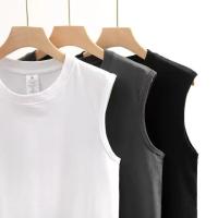 Chaleco de algodón puro pesado de estilo americano para hombre, ropa de verano para exteriores, camiseta sin mangas de Color sólido, baloncesto, Fitness, deporte Shou - details 4