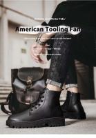 Botas de cuero de cocina para hombre de otoño, zapatos deportivos informales para Chef, a la moda, diseño Martin, negro, impermeables y antideslizantes - details 2