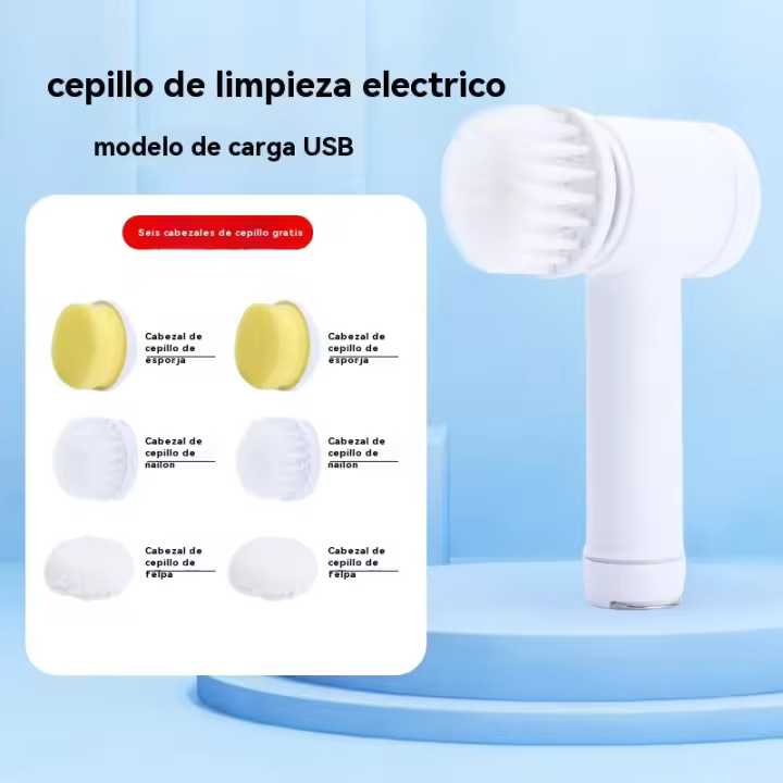 Cepillo de Limpieza Eléctrico Cepillo de Baño con Mango de Madera para Limpieza de Cubierta, Suelo, Azulejo, Ventana, Fregadero, Cocina Cepillo de Limpieza Fuerte con Mango Largo - 1