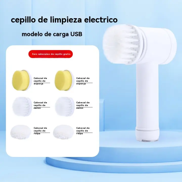 Cepillo de Limpieza Eléctrico Cepillo de Baño con Mango de Madera para Limpieza de Cubierta, Suelo, Azulejo, Ventana, Fregadero, Cocina Cepillo de Limpieza Fuerte con Mango Largo - 1